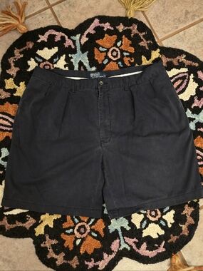 🔥🔥Vintage Y2k Polo by Ralph Lauren Navy Pleated Cotton Men’s Shorts🔥🔥Size 38